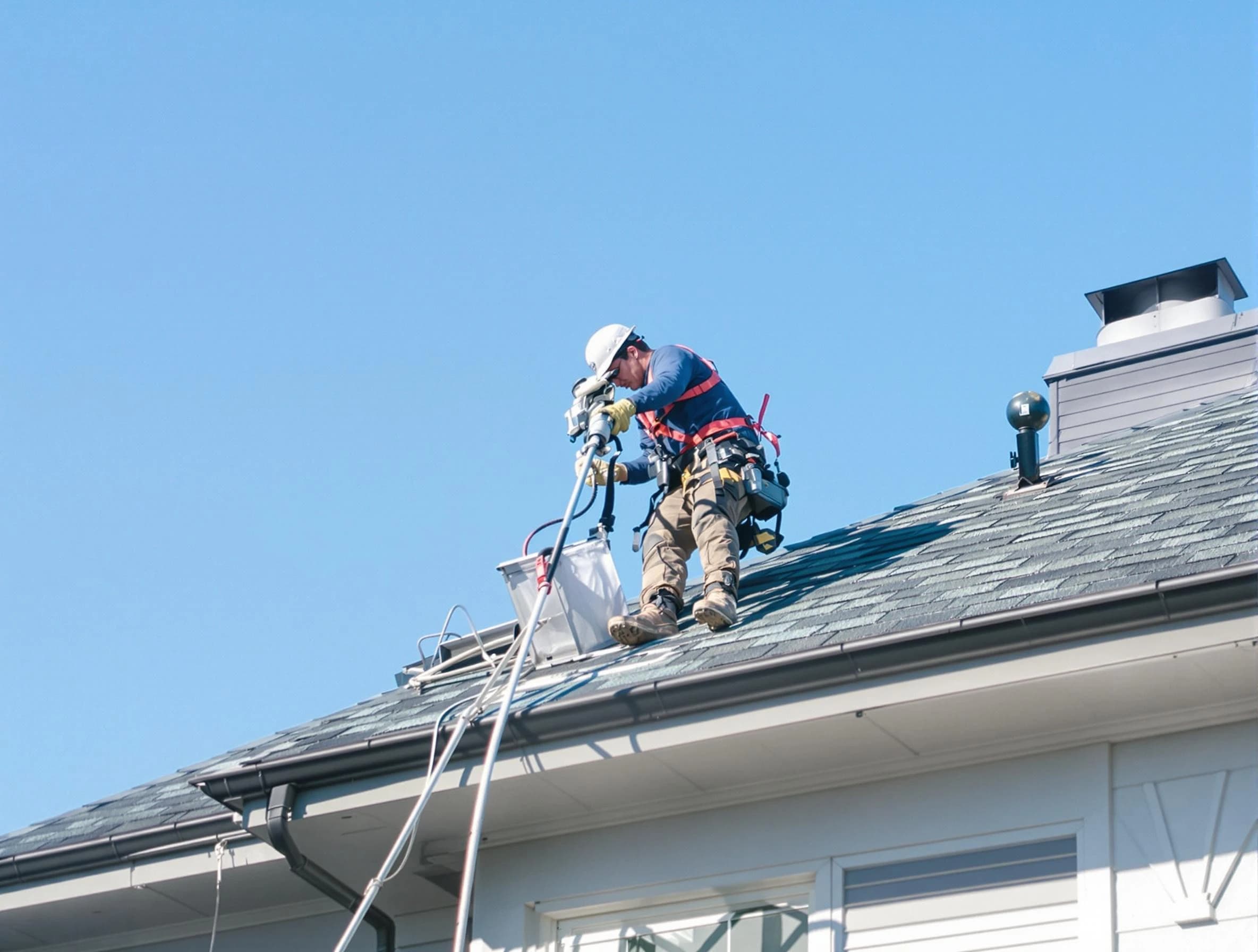 Midway Dryer Vent Cleaning certified technician cleaning a roof-mounted dryer vent system in Midway