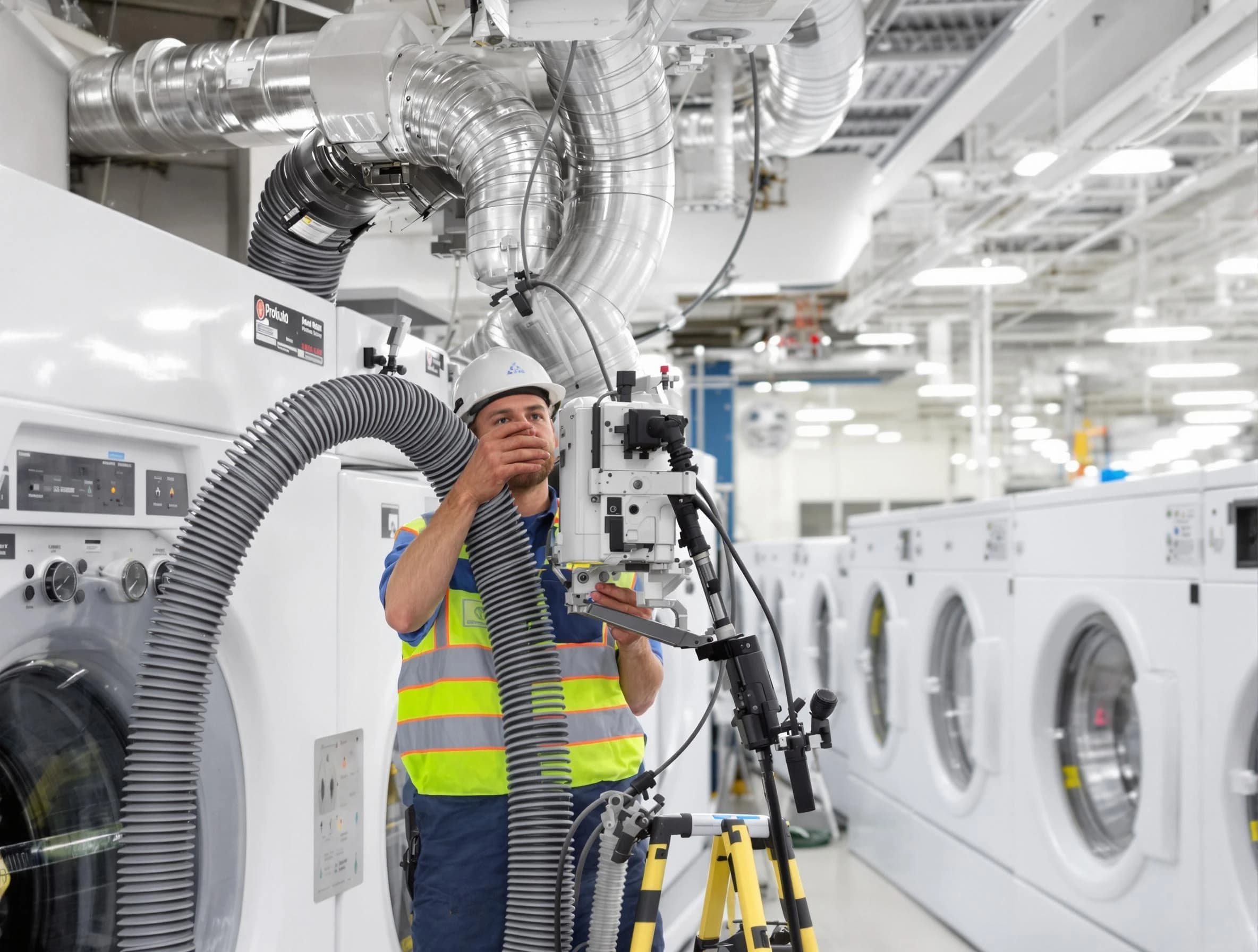 Midway Dryer Vent Cleaning team performing commercial-grade dryer vent cleaning at a business facility in Midway