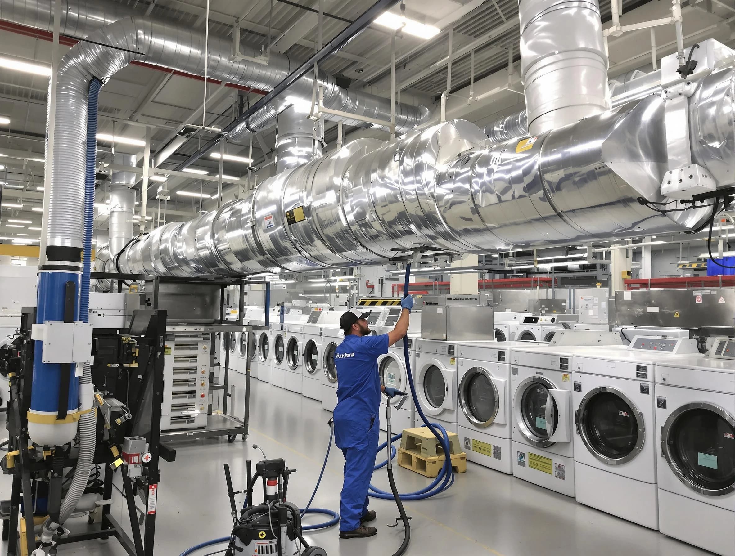 Midway Dryer Vent Cleaning team performing heavy-duty industrial dryer vent cleaning in Midway