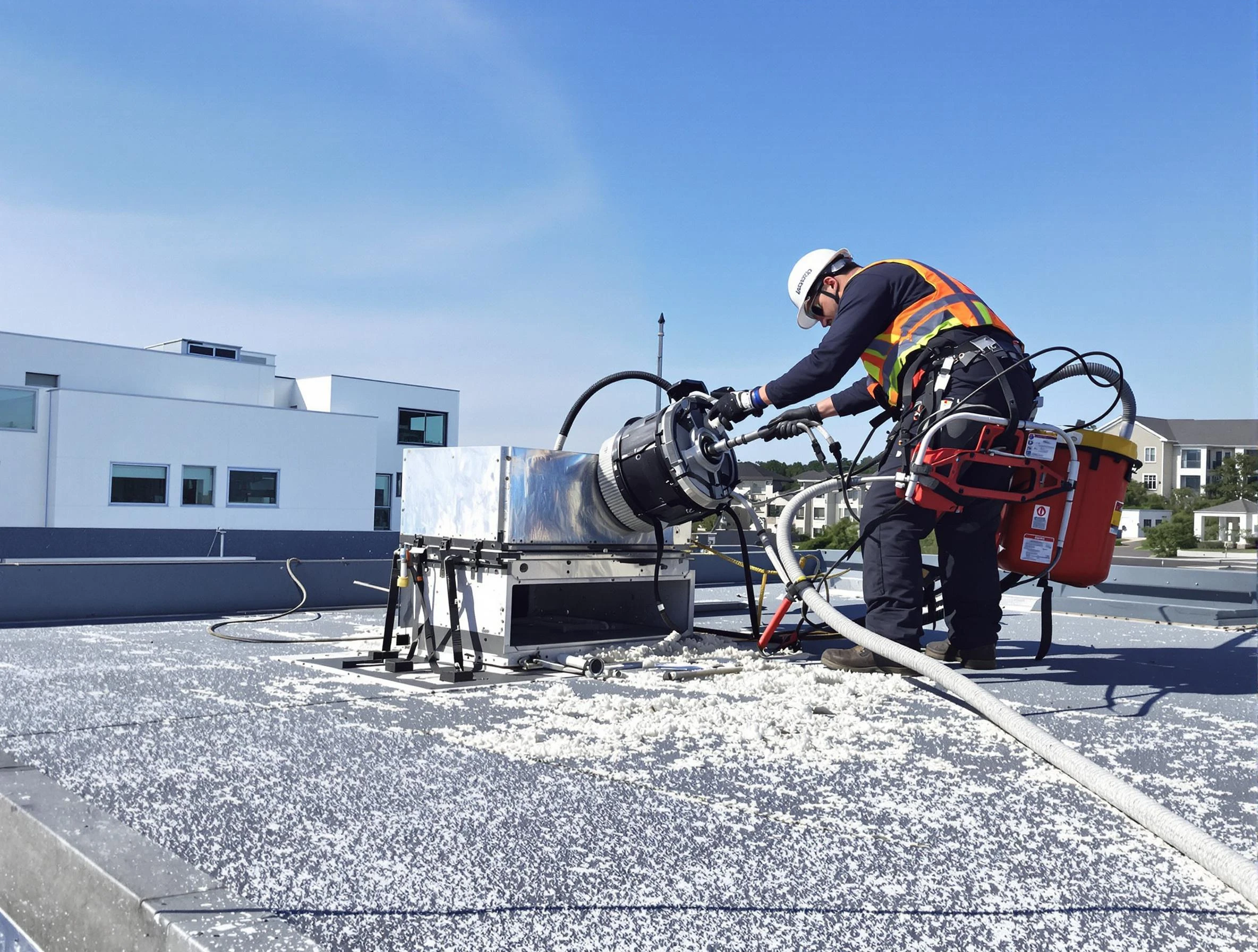 Cleaning Dryer Vent On Roof in Midway