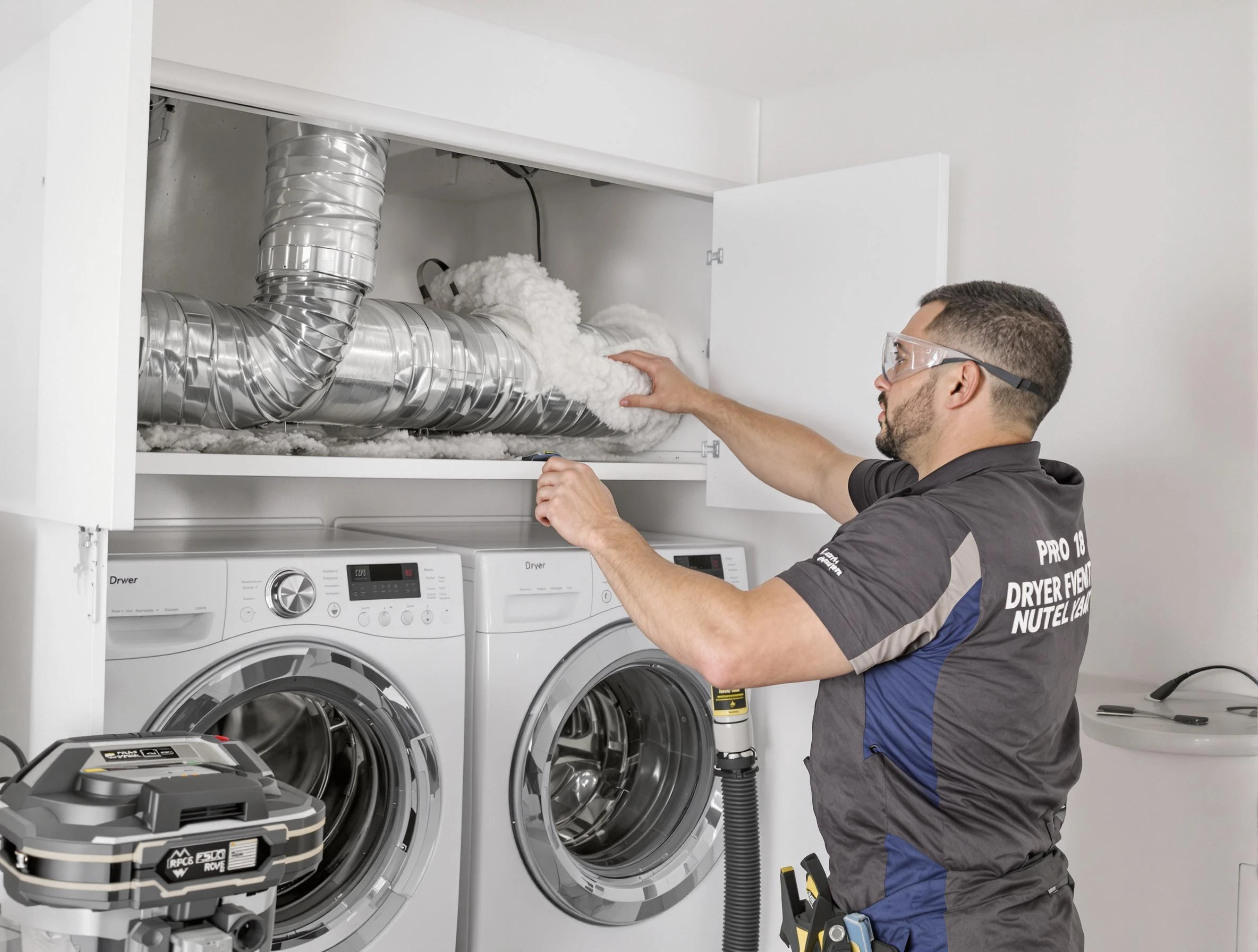Midway Dryer Vent Cleaning certified technician performing specialized gas dryer vent cleaning in Midway